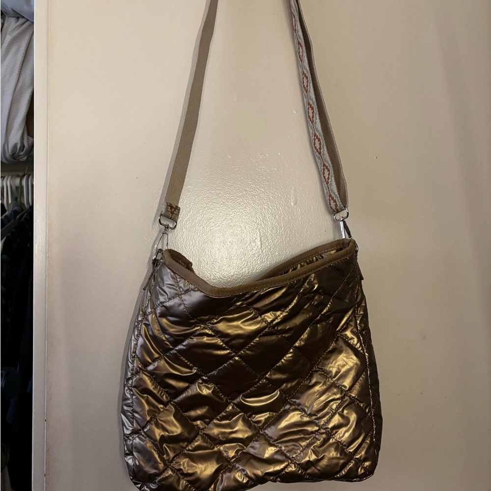 Brown Quilted Shoulder Bag with Soft Texture